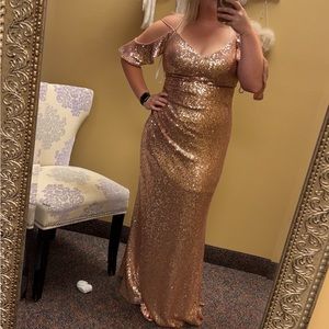 Adriana Pappell Rose Gold Sequin Dress